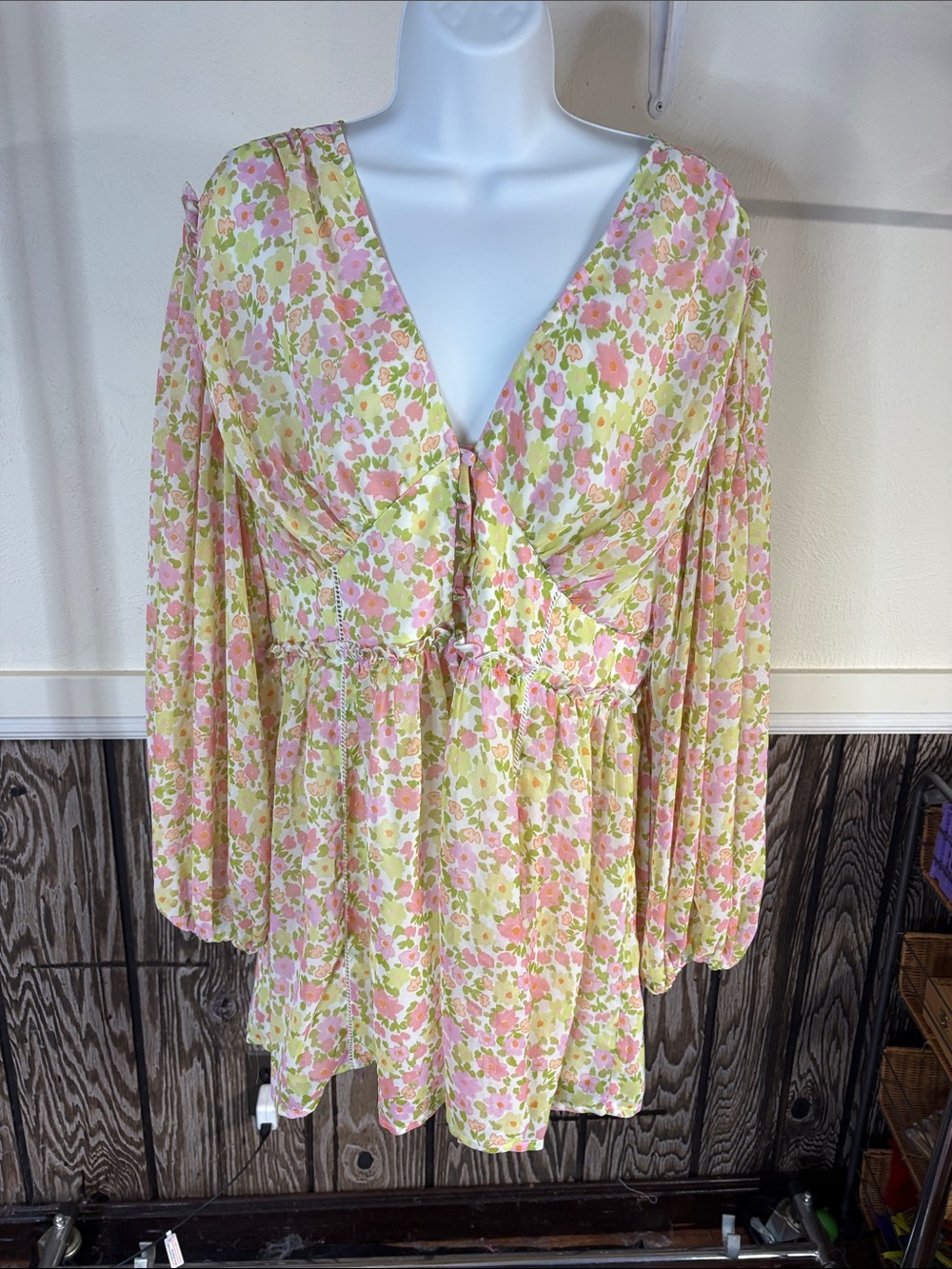 ASOS Floral Tie-Front Jumpsuit - Pink & Cream